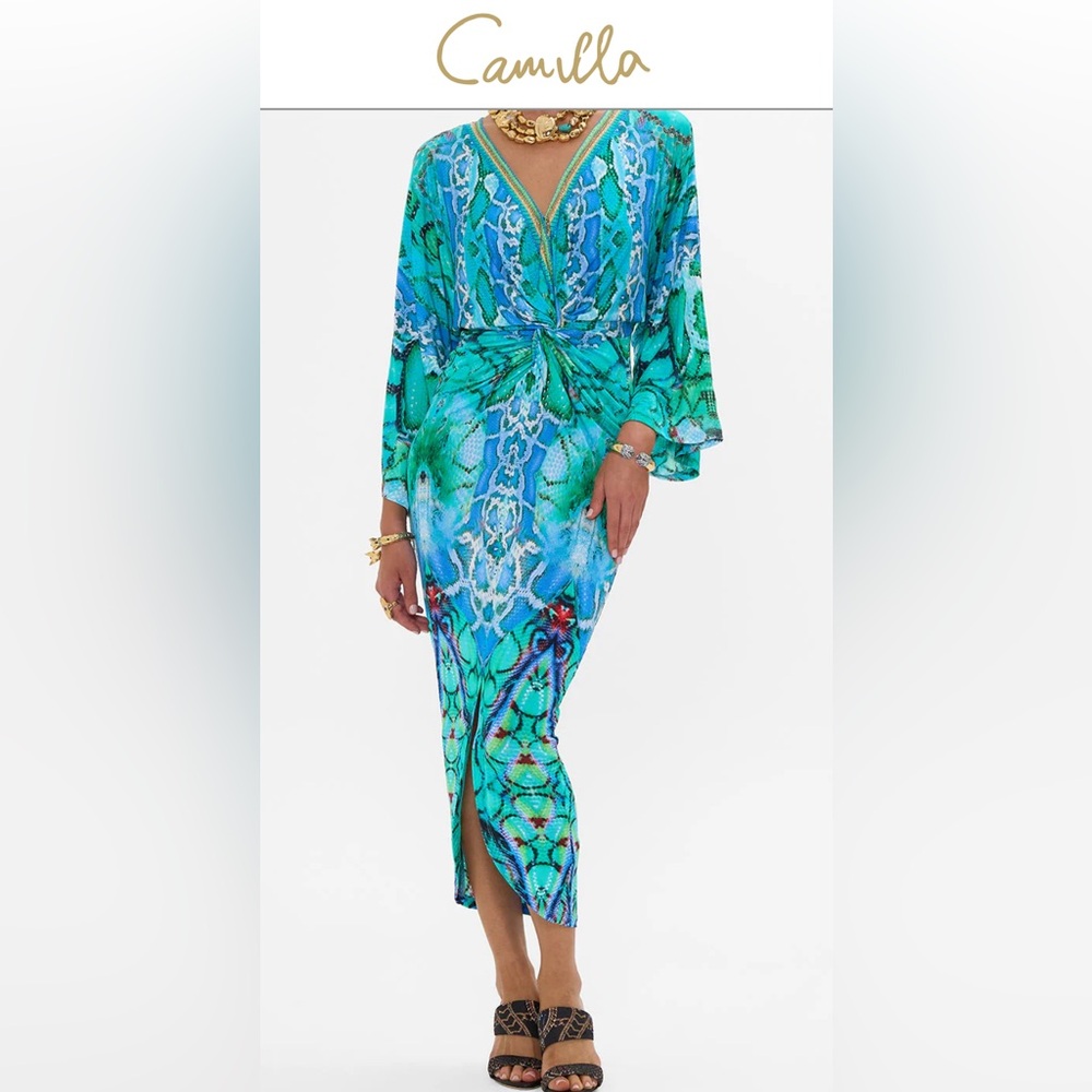 Camilla Land of Wonder Long Split Front Twist Dress